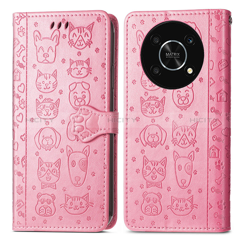 Funda de Cuero Cartera con Soporte Patron de Moda Carcasa S03D para Huawei Nova Y90 Rosa