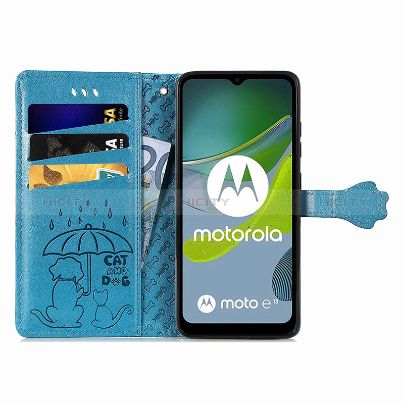 Funda de Cuero Cartera con Soporte Patron de Moda Carcasa S03D para Motorola Moto E13