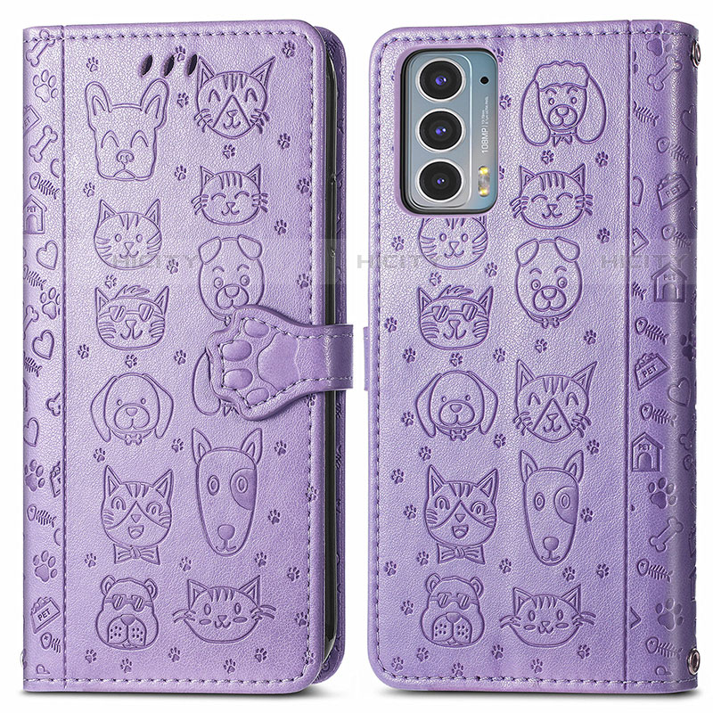 Funda de Cuero Cartera con Soporte Patron de Moda Carcasa S03D para Motorola Moto Edge 20 5G Morado