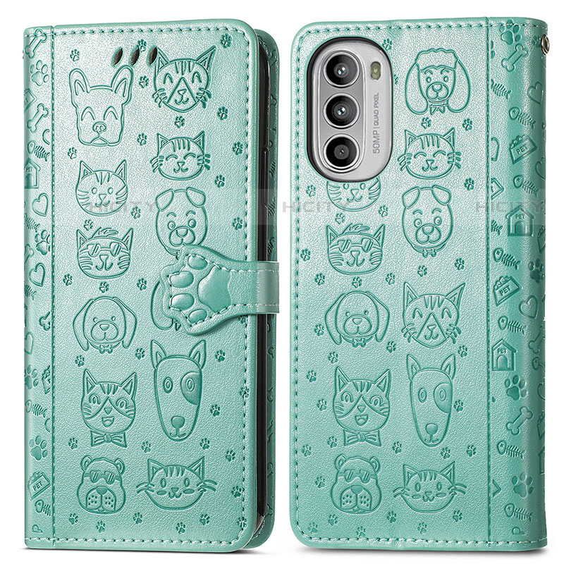 Funda de Cuero Cartera con Soporte Patron de Moda Carcasa S03D para Motorola Moto Edge (2022) 5G Verde