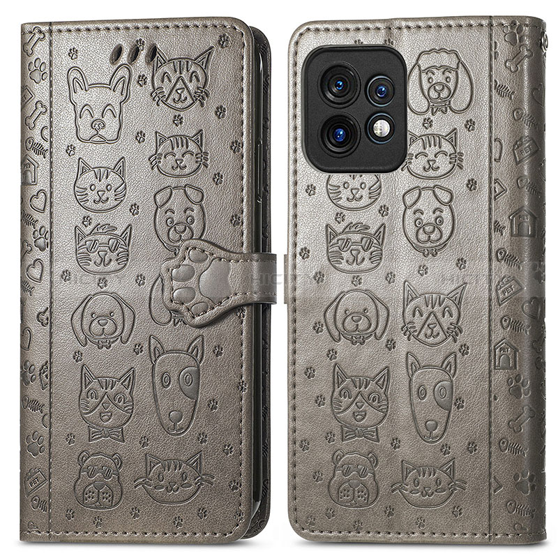 Funda de Cuero Cartera con Soporte Patron de Moda Carcasa S03D para Motorola Moto Edge 40 Pro 5G Gris