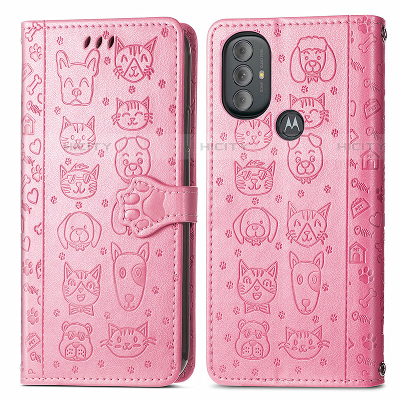 Funda de Cuero Cartera con Soporte Patron de Moda Carcasa S03D para Motorola Moto G Power (2022) Rosa