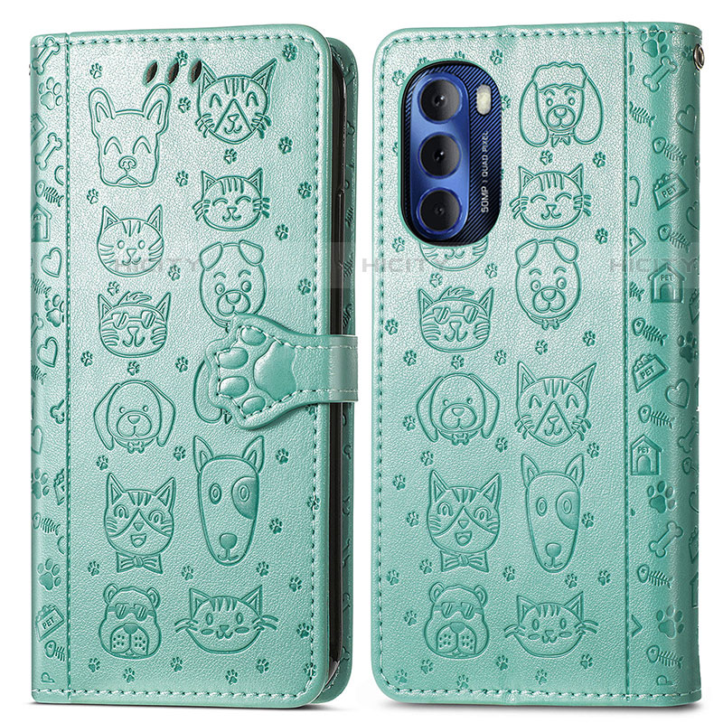 Funda de Cuero Cartera con Soporte Patron de Moda Carcasa S03D para Motorola Moto G Stylus (2022) 5G Verde