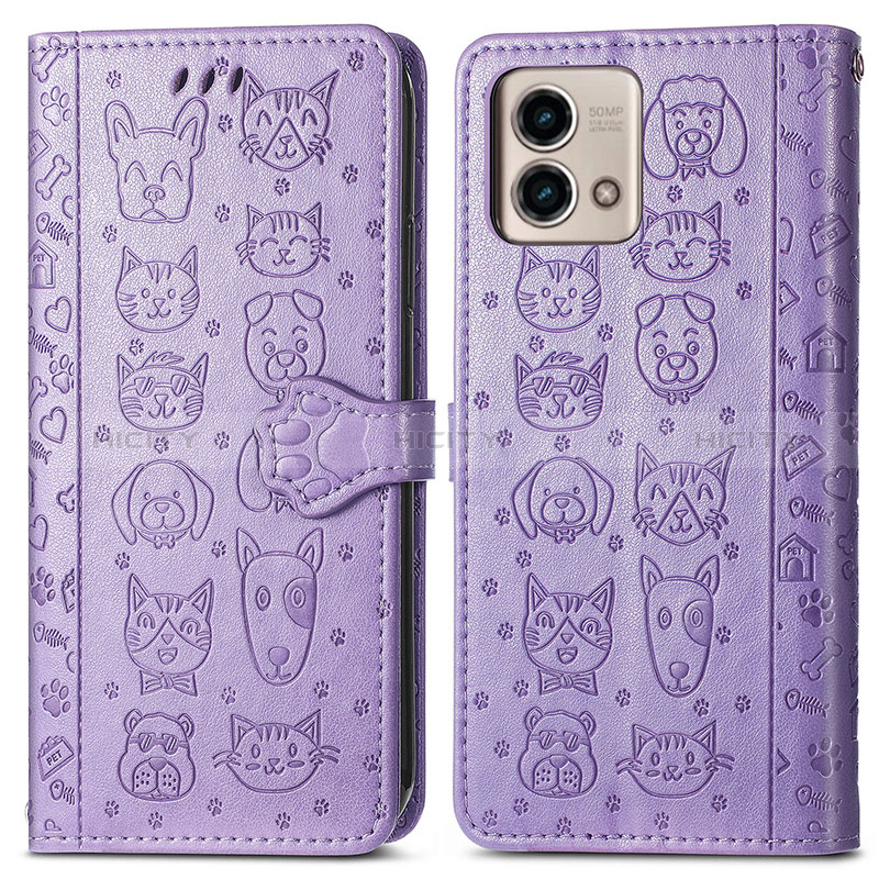 Funda de Cuero Cartera con Soporte Patron de Moda Carcasa S03D para Motorola Moto G Stylus (2023) 5G Morado