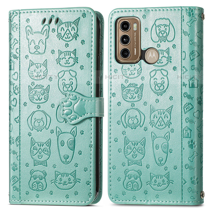 Funda de Cuero Cartera con Soporte Patron de Moda Carcasa S03D para Motorola Moto G40 Fusion Verde