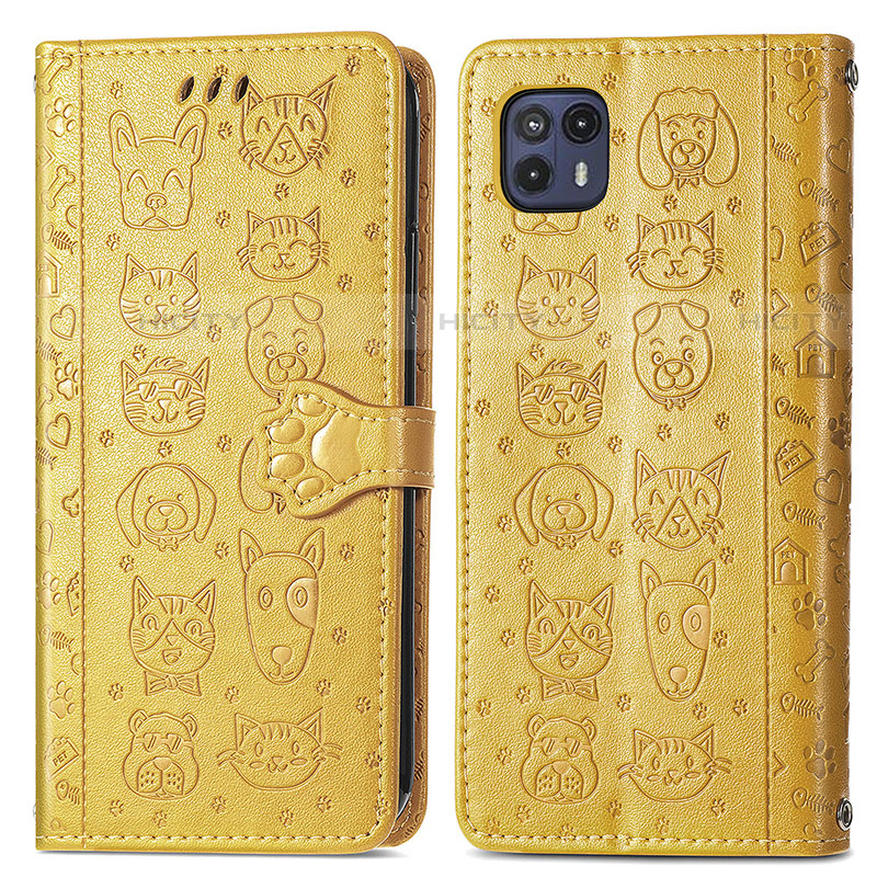 Funda de Cuero Cartera con Soporte Patron de Moda Carcasa S03D para Motorola Moto G50 5G Amarillo