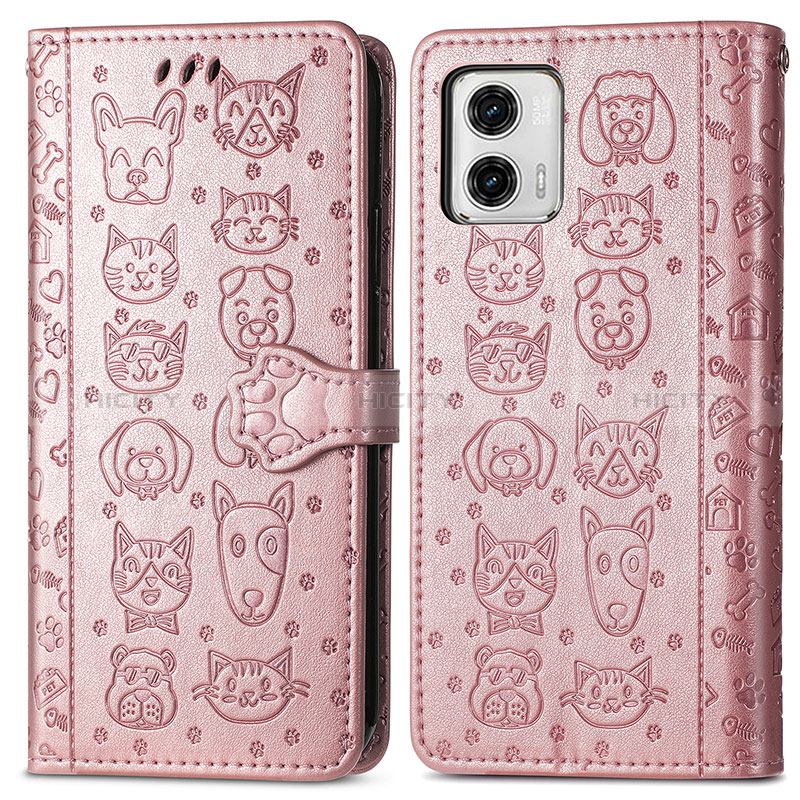 Funda de Cuero Cartera con Soporte Patron de Moda Carcasa S03D para Motorola Moto G73 5G