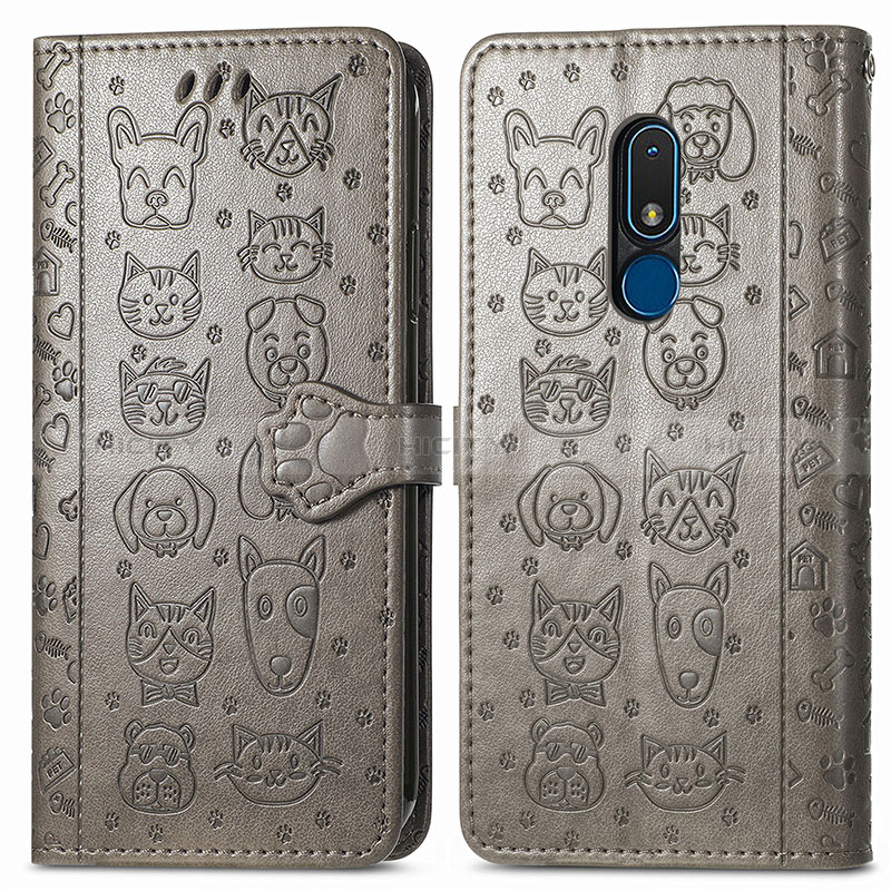 Funda de Cuero Cartera con Soporte Patron de Moda Carcasa S03D para Nokia C3 Gris