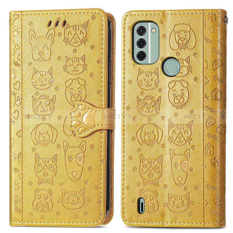 Funda de Cuero Cartera con Soporte Patron de Moda Carcasa S03D para Nokia C31 Amarillo