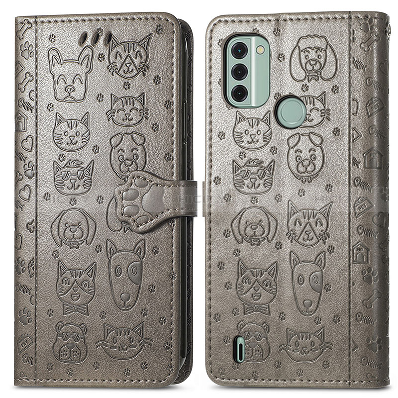 Funda de Cuero Cartera con Soporte Patron de Moda Carcasa S03D para Nokia C31 Gris