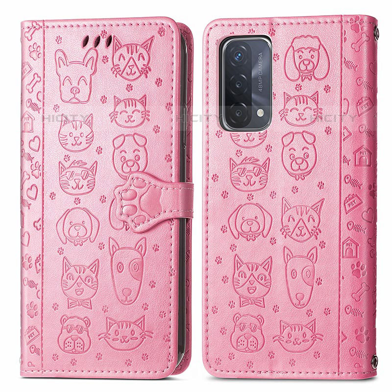 Funda de Cuero Cartera con Soporte Patron de Moda Carcasa S03D para OnePlus Nord N200 5G Rosa