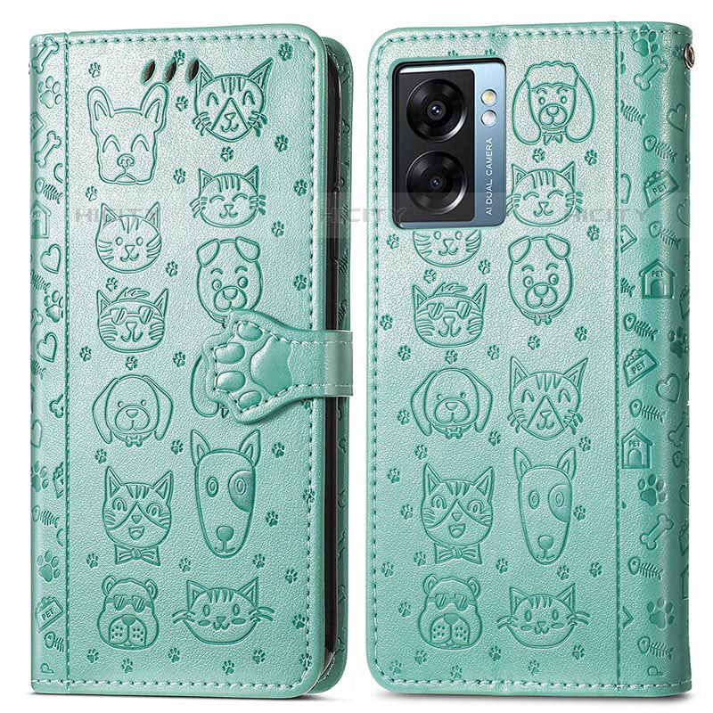 Funda de Cuero Cartera con Soporte Patron de Moda Carcasa S03D para OnePlus Nord N300 5G Verde