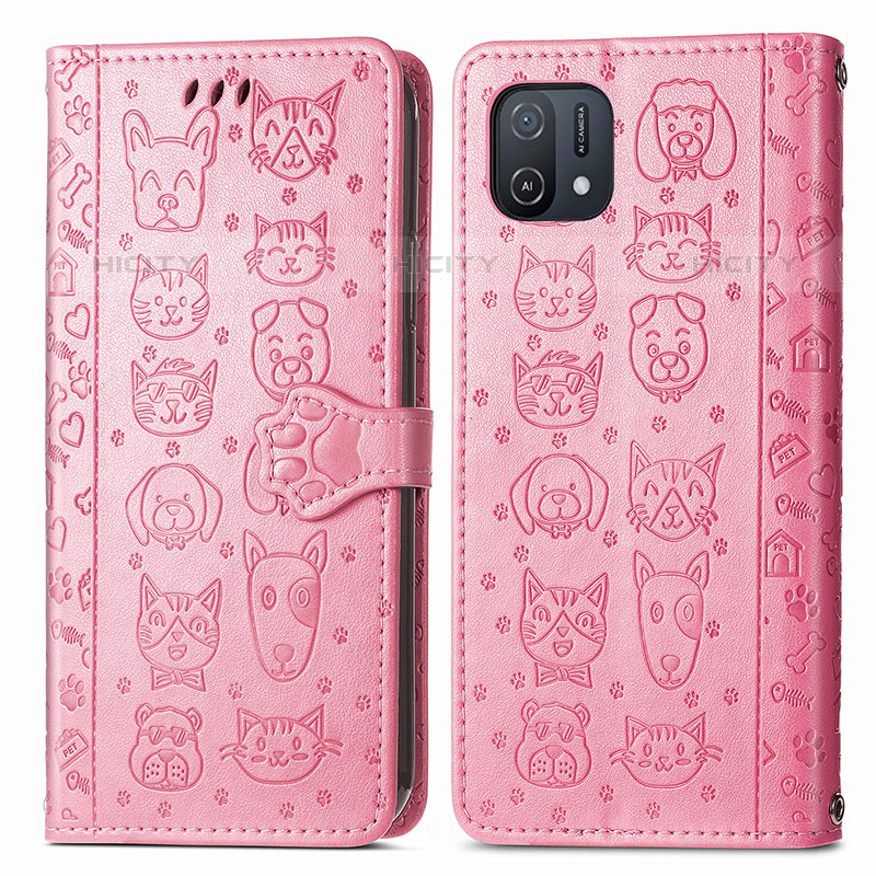 Funda de Cuero Cartera con Soporte Patron de Moda Carcasa S03D para Oppo A16K Rosa