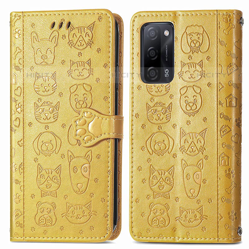 Funda de Cuero Cartera con Soporte Patron de Moda Carcasa S03D para Oppo A55 5G