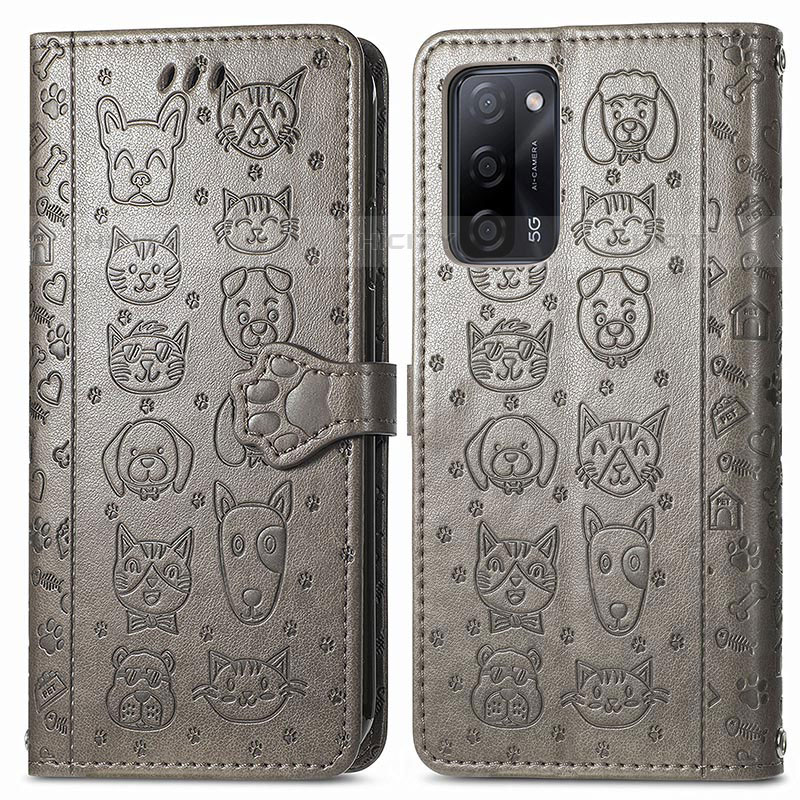 Funda de Cuero Cartera con Soporte Patron de Moda Carcasa S03D para Oppo A55 5G