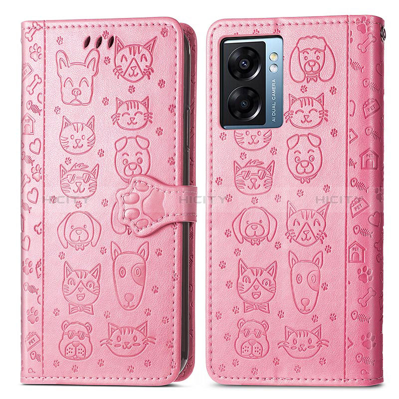 Funda de Cuero Cartera con Soporte Patron de Moda Carcasa S03D para Oppo A57 5G