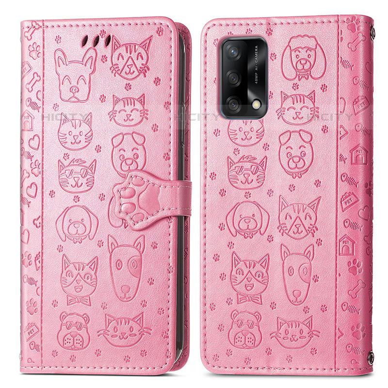 Funda de Cuero Cartera con Soporte Patron de Moda Carcasa S03D para Oppo A74 4G Rosa