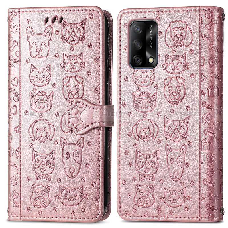 Funda de Cuero Cartera con Soporte Patron de Moda Carcasa S03D para Oppo A95 4G Oro Rosa