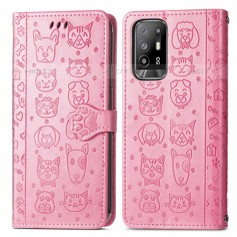 Funda de Cuero Cartera con Soporte Patron de Moda Carcasa S03D para Oppo A95 5G Rosa