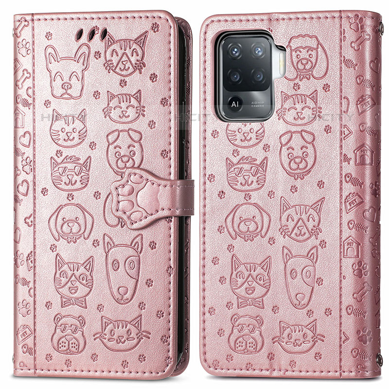 Funda de Cuero Cartera con Soporte Patron de Moda Carcasa S03D para Oppo F19 Pro