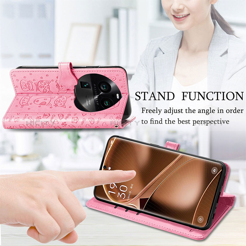 Funda de Cuero Cartera con Soporte Patron de Moda Carcasa S03D para Oppo Find X6 5G