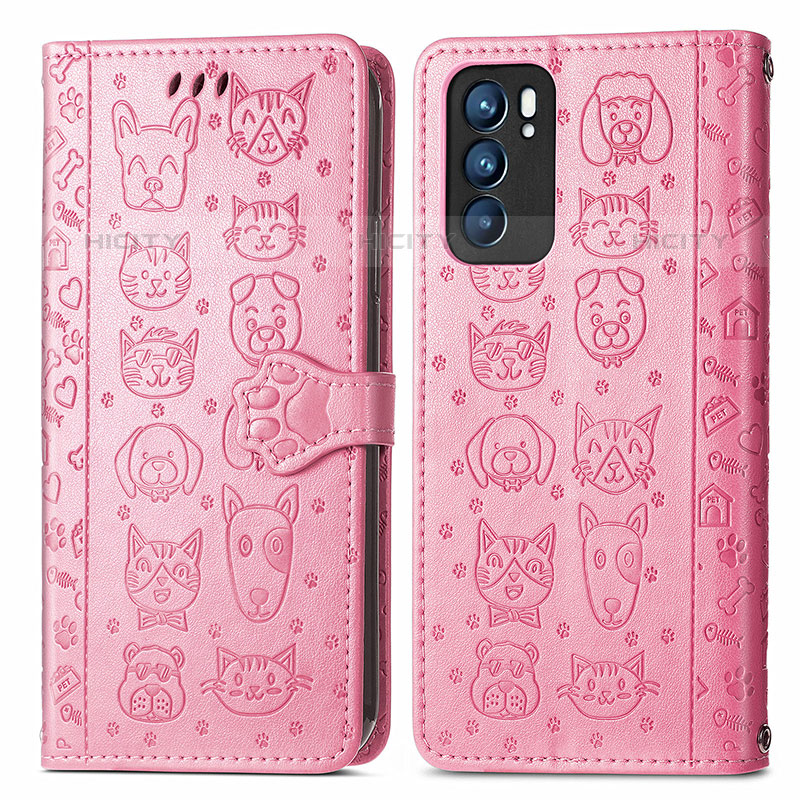 Funda de Cuero Cartera con Soporte Patron de Moda Carcasa S03D para Oppo Reno6 5G