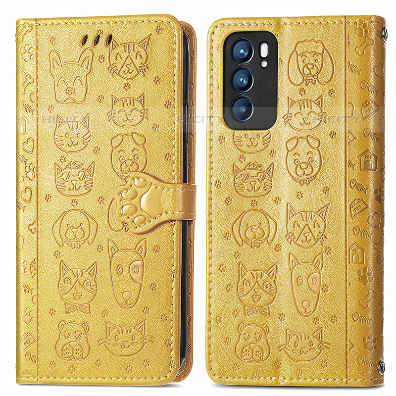 Funda de Cuero Cartera con Soporte Patron de Moda Carcasa S03D para Oppo Reno6 5G