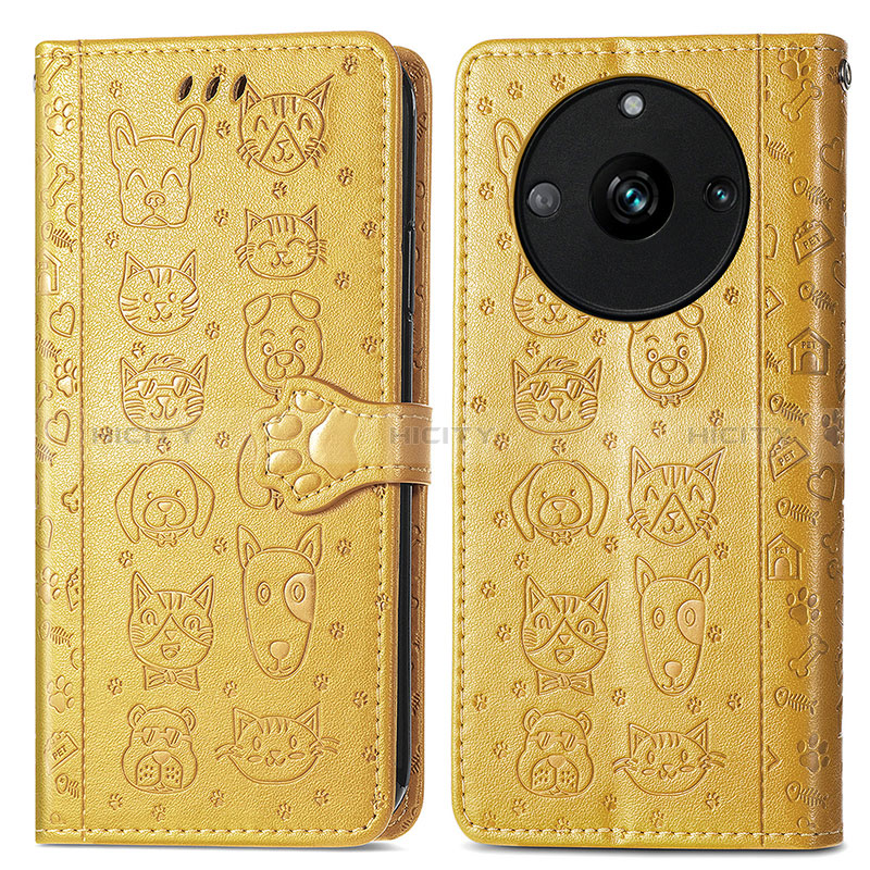 Funda de Cuero Cartera con Soporte Patron de Moda Carcasa S03D para Realme 11 Pro 5G Amarillo