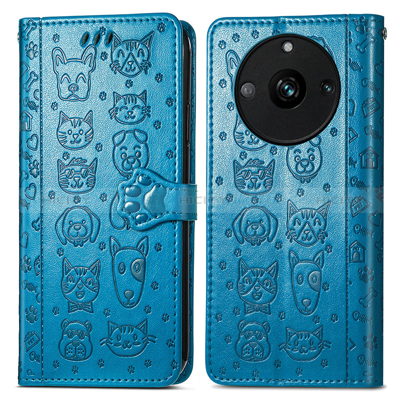 Funda de Cuero Cartera con Soporte Patron de Moda Carcasa S03D para Realme 11 Pro 5G Azul