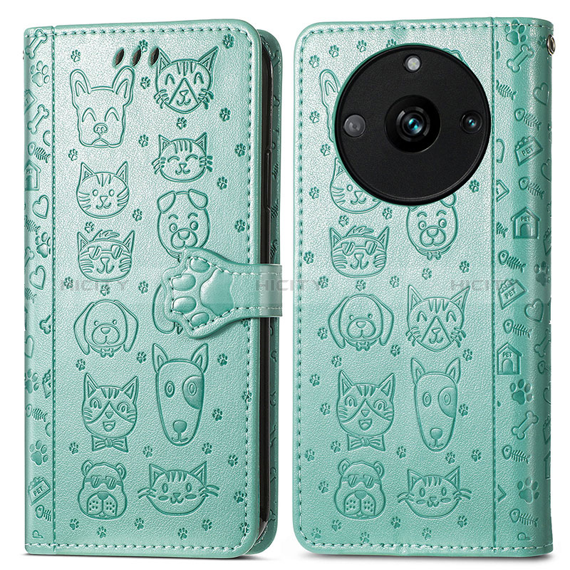 Funda de Cuero Cartera con Soporte Patron de Moda Carcasa S03D para Realme 11 Pro 5G Verde