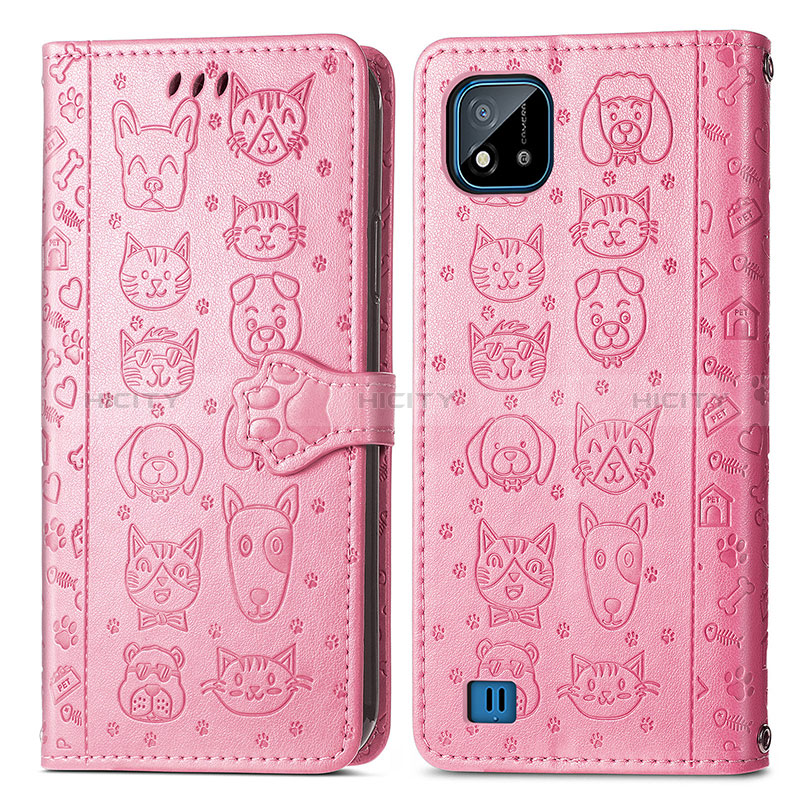 Funda de Cuero Cartera con Soporte Patron de Moda Carcasa S03D para Realme C11 (2021) Rosa