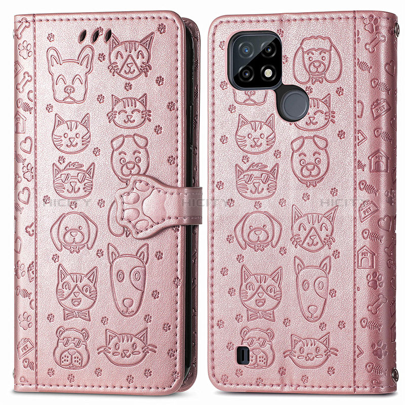 Funda de Cuero Cartera con Soporte Patron de Moda Carcasa S03D para Realme C21Y