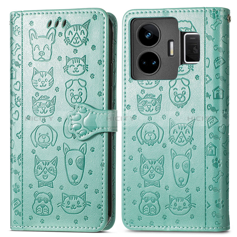 Funda de Cuero Cartera con Soporte Patron de Moda Carcasa S03D para Realme GT Neo5 240W 5G Verde