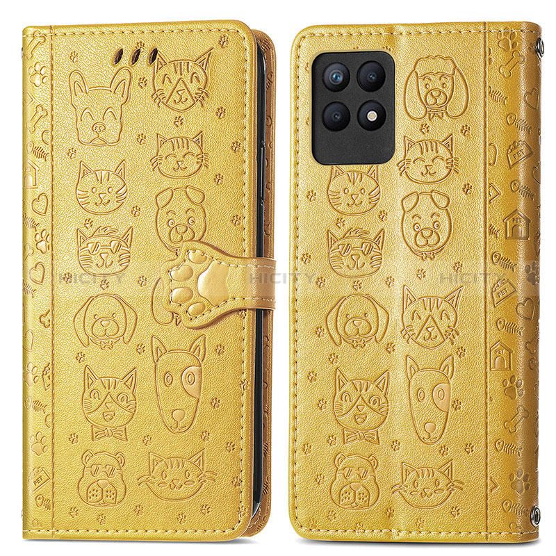 Funda de Cuero Cartera con Soporte Patron de Moda Carcasa S03D para Realme Narzo 50 4G Amarillo