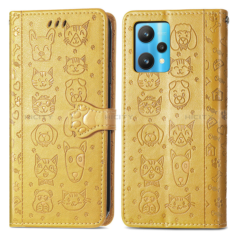 Funda de Cuero Cartera con Soporte Patron de Moda Carcasa S03D para Realme Narzo 50 Pro 5G Amarillo