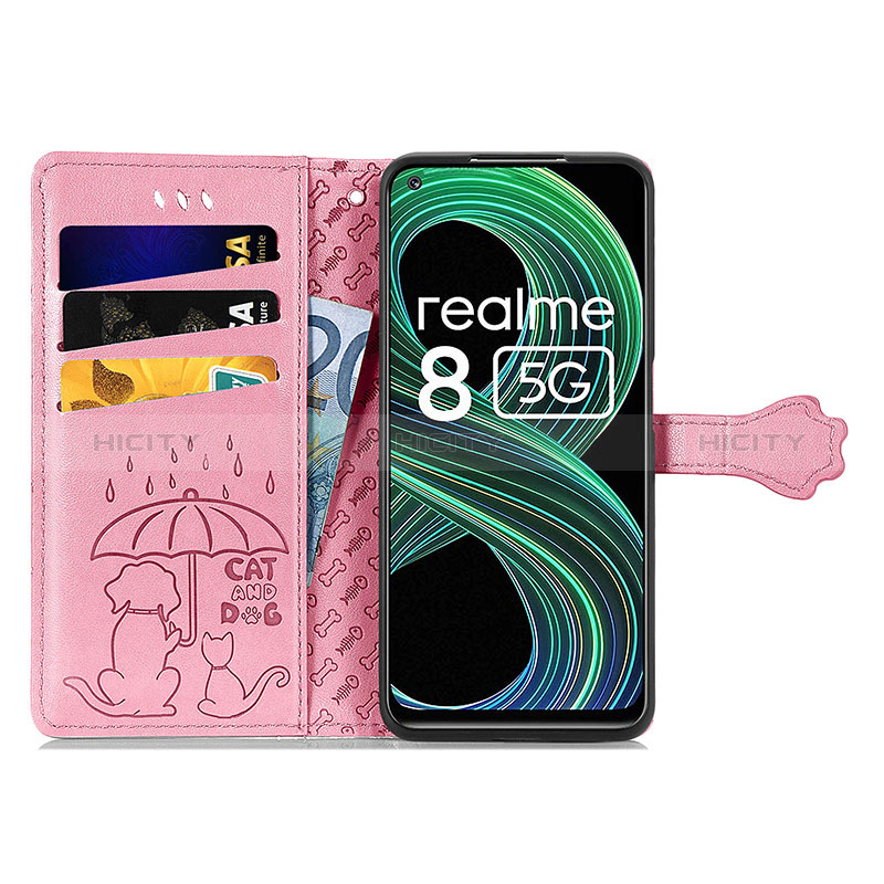 Funda de Cuero Cartera con Soporte Patron de Moda Carcasa S03D para Realme Q3 5G