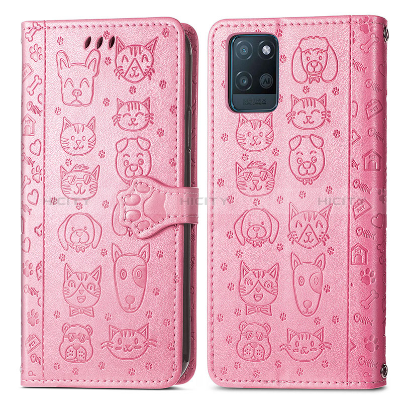 Funda de Cuero Cartera con Soporte Patron de Moda Carcasa S03D para Realme V11 5G Rosa