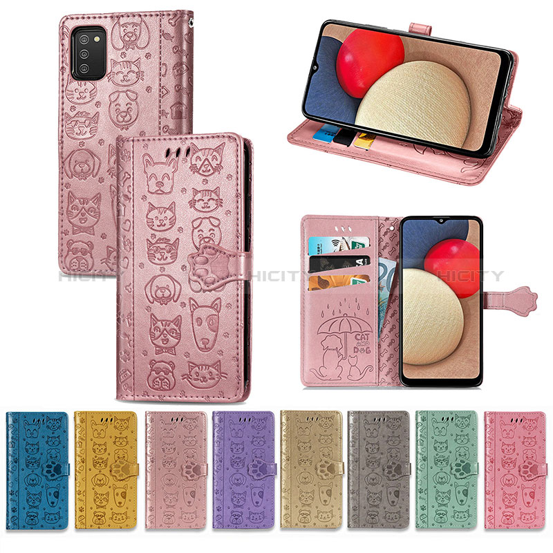 Funda de Cuero Cartera con Soporte Patron de Moda Carcasa S03D para Samsung Galaxy A02s