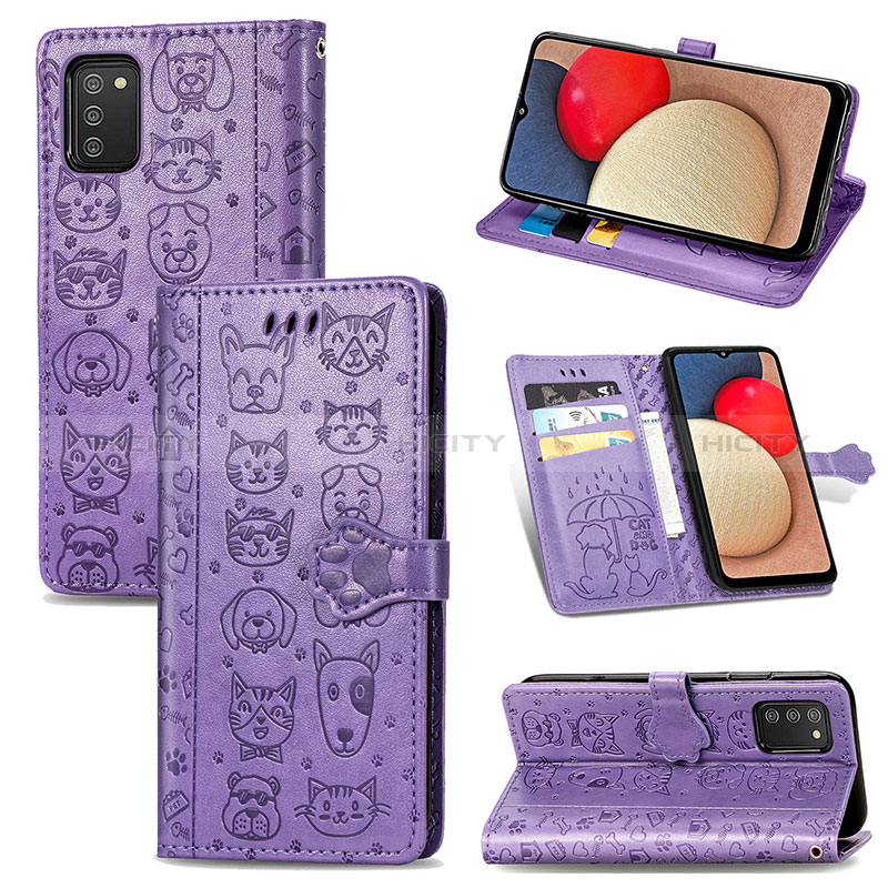 Funda de Cuero Cartera con Soporte Patron de Moda Carcasa S03D para Samsung Galaxy A02s