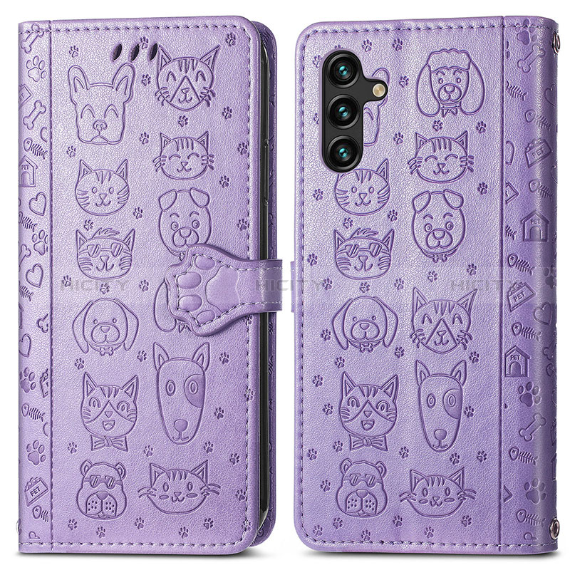 Funda de Cuero Cartera con Soporte Patron de Moda Carcasa S03D para Samsung Galaxy A04s Morado