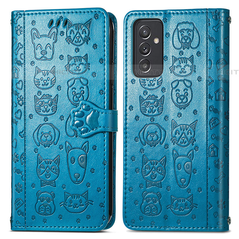 Funda de Cuero Cartera con Soporte Patron de Moda Carcasa S03D para Samsung Galaxy A05s Azul