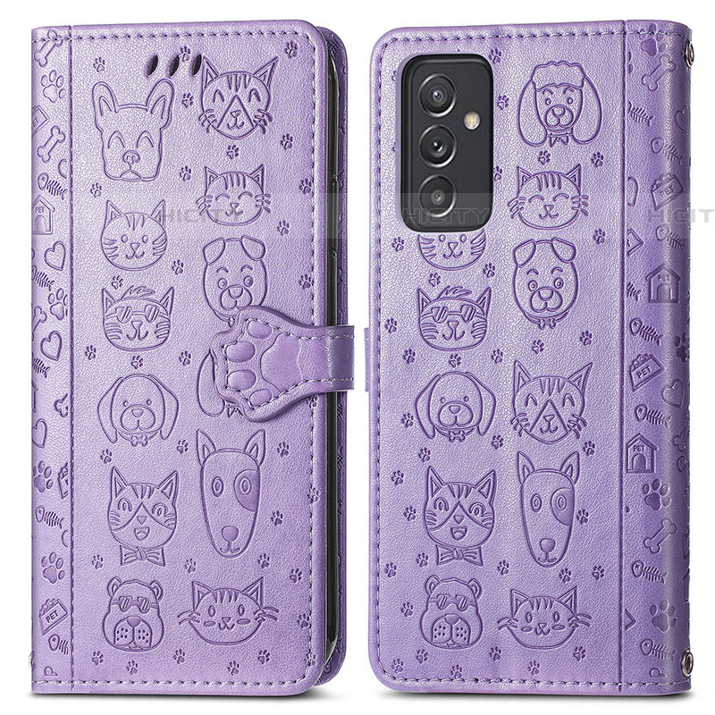 Funda de Cuero Cartera con Soporte Patron de Moda Carcasa S03D para Samsung Galaxy A05s Morado