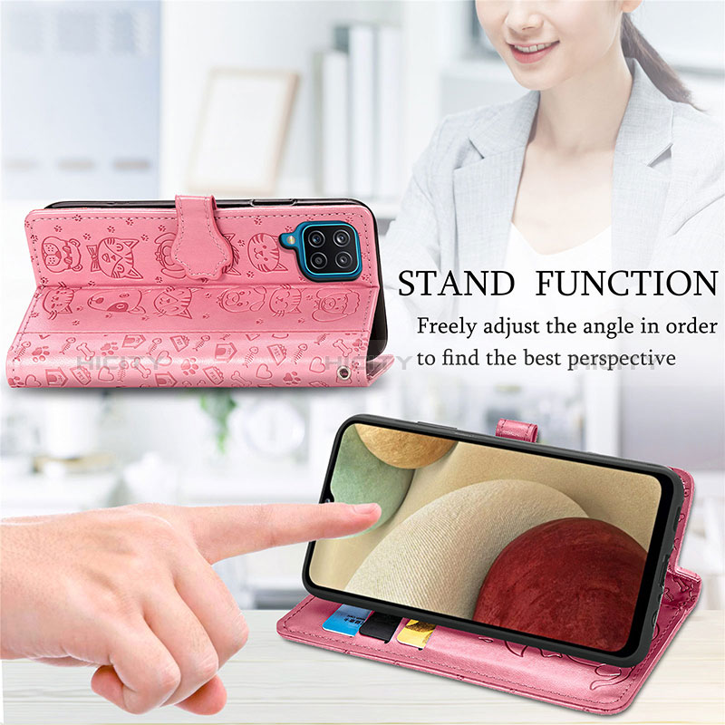 Funda de Cuero Cartera con Soporte Patron de Moda Carcasa S03D para Samsung Galaxy A12 5G