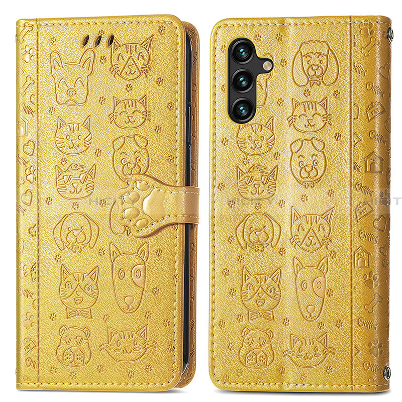 Funda de Cuero Cartera con Soporte Patron de Moda Carcasa S03D para Samsung Galaxy A13 5G Amarillo