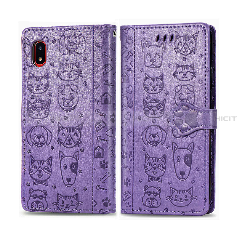 Funda de Cuero Cartera con Soporte Patron de Moda Carcasa S03D para Samsung Galaxy A20 SC-02M SCV46 Morado