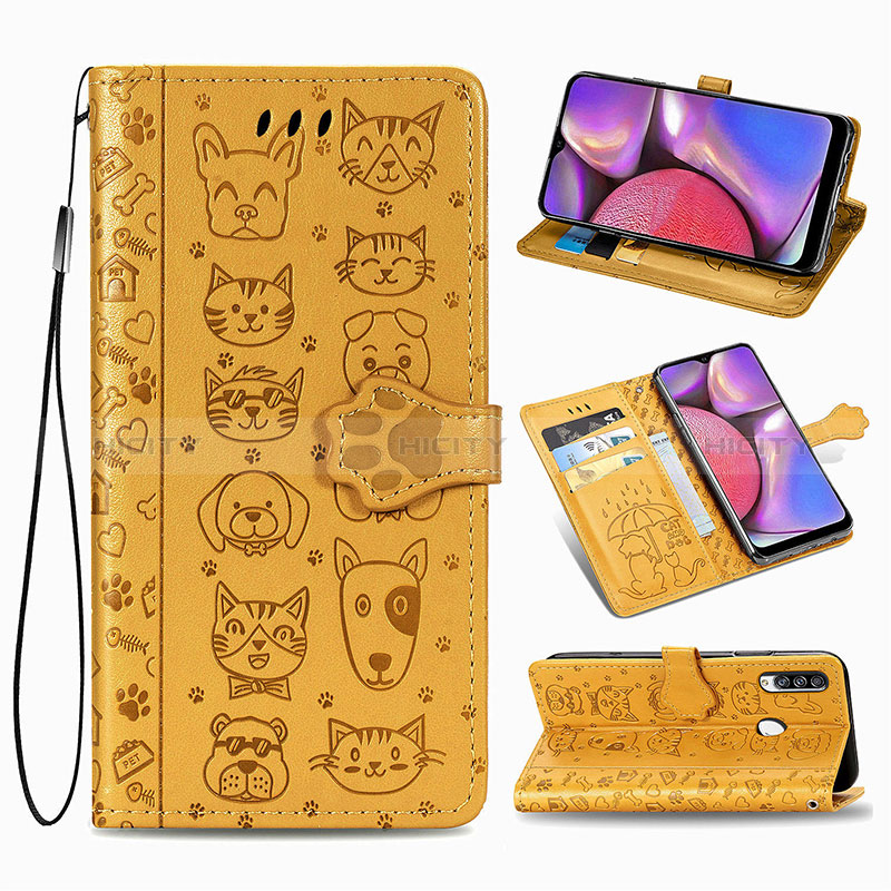 Funda de Cuero Cartera con Soporte Patron de Moda Carcasa S03D para Samsung Galaxy A20s