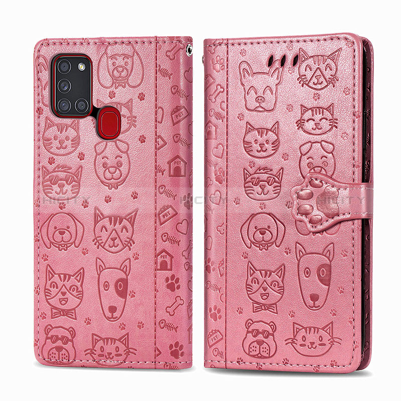 Funda de Cuero Cartera con Soporte Patron de Moda Carcasa S03D para Samsung Galaxy A21s