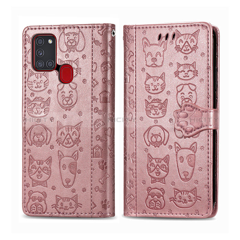 Funda de Cuero Cartera con Soporte Patron de Moda Carcasa S03D para Samsung Galaxy A21s