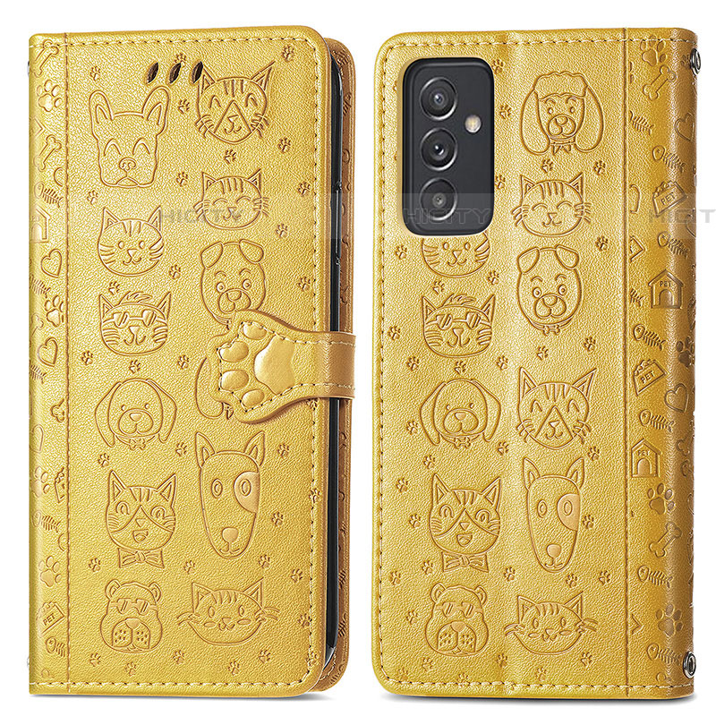 Funda de Cuero Cartera con Soporte Patron de Moda Carcasa S03D para Samsung Galaxy A24 4G Amarillo