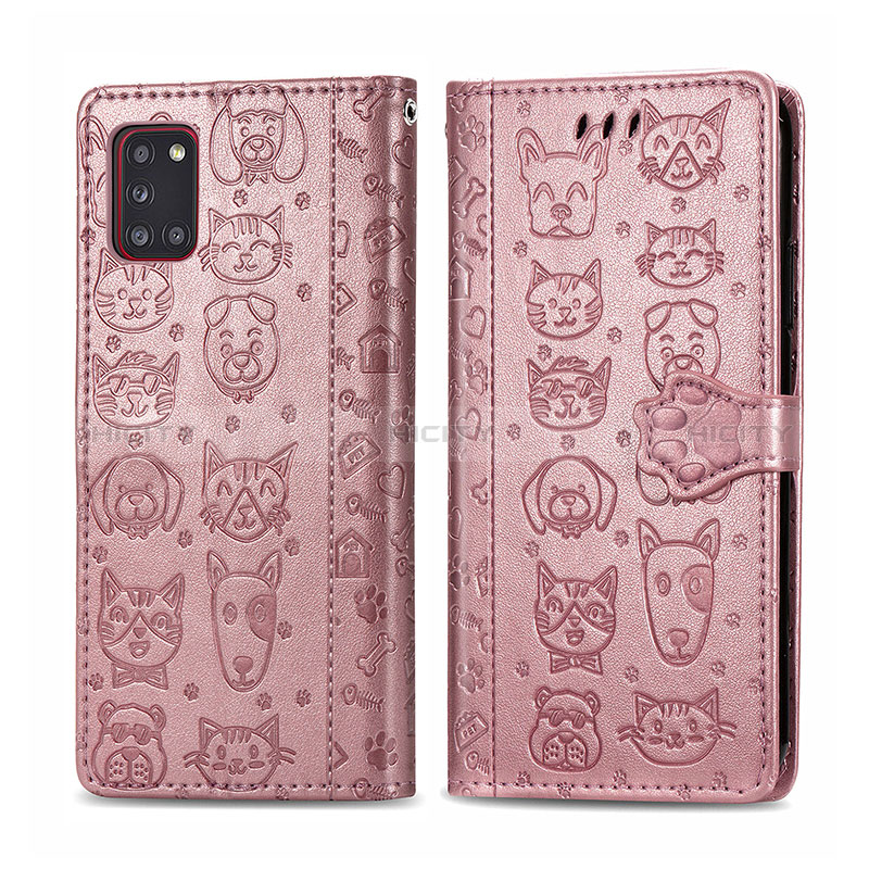 Funda de Cuero Cartera con Soporte Patron de Moda Carcasa S03D para Samsung Galaxy A31 Rosa